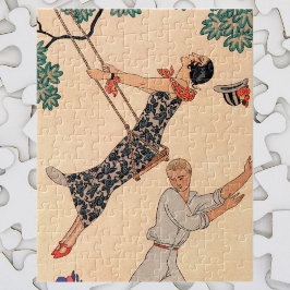 Vintage Art Deco Liebe, The Swing von George Barbi Puzzle