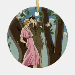Vintage Art Deco Liebe und Romantik Frischvermählt Keramikornament