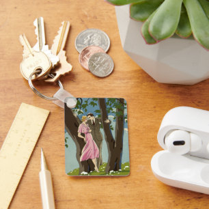 Vintage Art Deco Liebe und Romantik Frischvermählt Schlüsselanhänger