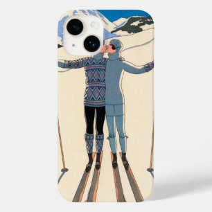 Vintage Art Deco, Liebende im Schnee von George Ba Case-Mate iPhone Hülle