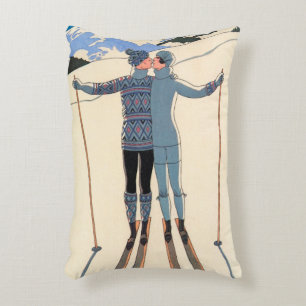 Vintage Art Deco, Liebende im Schnee von George Ba Dekokissen