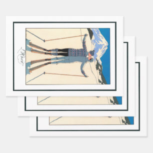 Vintage Art Deco, Liebende im Schnee von George Ba Geschenkpapier Set