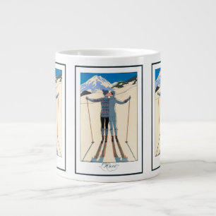Vintage Art Deco, Liebende im Schnee von George Ba Jumbo-Tasse