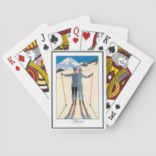 Vintage Art Deco, Liebende im Schnee von George Ba Spielkarten
