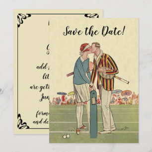 Vintage Art Deco Liebesromanze Tennis Save-the-Dat Einladung