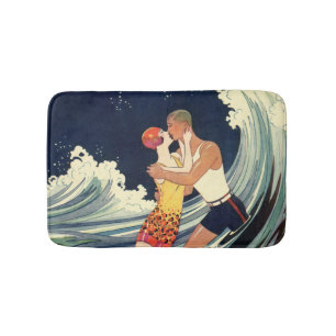 Vintage Art Deco Liebhaber des Kusses in den Welle Badematte