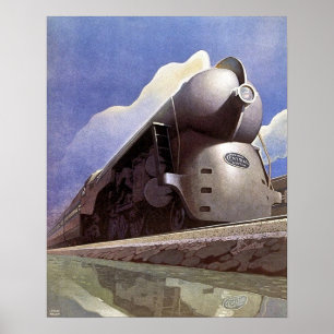 Vintage Art Deco Lokomotive Poster