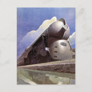 Vintage Art Deco Lokomotive Zug Anzeige Postkarte
