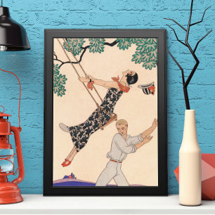 Vintage Art Deco Love, The Swing by George Barbier Poster