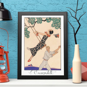 Vintage Art Deco Love, The Swing by George Barbier Poster