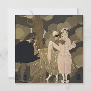 Vintage-Art-Déco- Maskenball-Kostümfeier Einladung