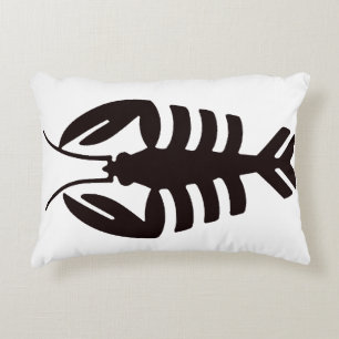 Vintage Art Deco Meeresfrüchte, Hummer in Schwarz Dekokissen