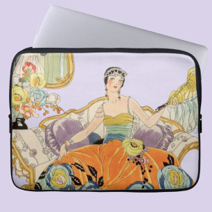 Vintage-Art-Déco-Modeillustration Elegant Laptopschutzhülle