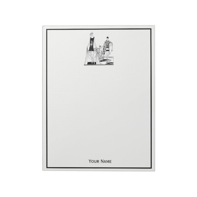 Vintage Art-Deco-modische Damen am Strand Notizblock (Rotiert)