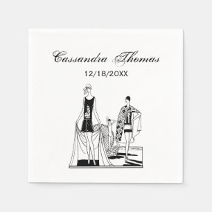 Vintage Art-Deco-modische Damen am Strand Serviette