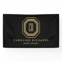 Vintage Art Deco Monogram Gold/Black