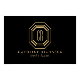 Vintage Art Deco Monogram Gold/Black Logo Download Poster