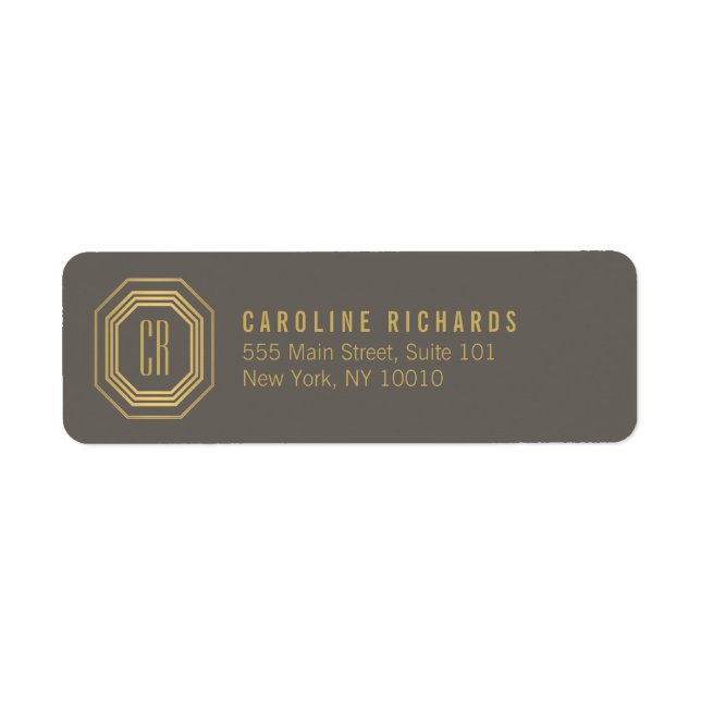 Vintage Art Deco Monogram Gold/Grau (Vorne)