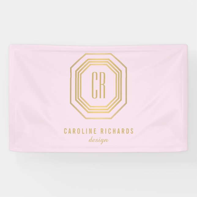 Vintage Art Deco Monogram Gold/Pink Banner (Horizontal)