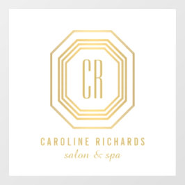 Vintage Art Deco Monogram Gold/White Fensteraufkleber