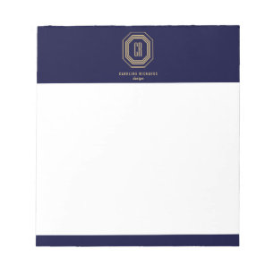 Vintage Art Deco Monogramm Gold/Navy Notizblock