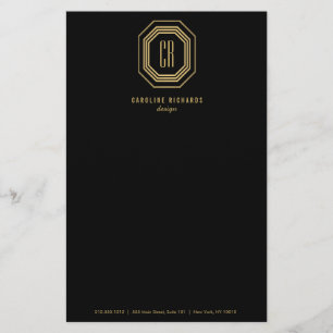 Vintage Art Deco Monogramm Gold/Schwarz Flyer