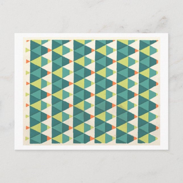 Vintage Art Deco Muster in Grün Postkarte (Vorderseite)