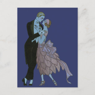 Vintage Art Deco Neuaufnahmen, Hochzeit speichern  Ankündigungspostkarte