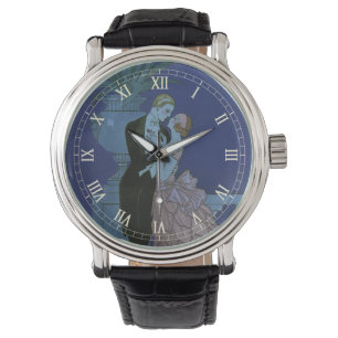 Vintage-Art-Déco-Neuvermählte, Oui von George Barb Armbanduhr