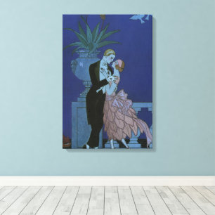 Vintage-Art-Déco-Neuvermählte, Oui von George Barb Leinwanddruck