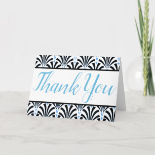 Vintage Art Deco Palmettos Blue 1920 Vielen Dank Karte