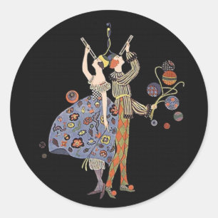 Vintage-Art-Déco-Partybesucher WW1 Runder Aufkleber