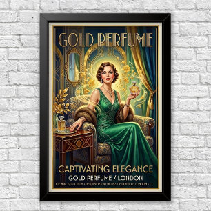 Vintage-Art-Déco-Plakat für Parfümwerbung Poster