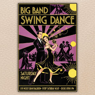 Vintage-Art Deco-Plakat für Swing-Tanz aus den 194 Poster