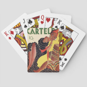 Vintage Art Deco - Plakate - Schöne Frau Spielkarten