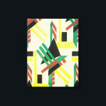 Vintage Art Deco Pochoir Jazz Geometrische Formen Leinwanddruck<br><div class="desc">Vintage Illustration Art Deko Jazz pochoir Tapete Muster von Serge Gladky aus Nouvelles Compositions Decoratives, Paris, 1929. Pochoir ist eine Schablonentechnik, die in surrealistischen Malereien üblich ist. Ein elegantes und elegantes Kubismus-Design mit Rechtecken, Dreiecken, geometrischen Formen und Farben in komplementären Farben von grün rot, schwarz und gelb auf braunem Hintergrund....</div>