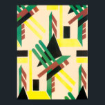 Vintage Art Deco Pochoir Jazz Geometrische Formen Poster<br><div class="desc">Vintage Illustration Art Deko Jazz pochoir Tapete Muster von Serge Gladky aus Nouvelles Compositions Decoratives, Paris, 1929. Pochoir ist eine Schablonentechnik, die in surrealistischen Malereien üblich ist. Ein elegantes und elegantes Kubismus-Design mit Rechtecken, Dreiecken, geometrischen Formen und Farben in komplementären Farben von grün rot, schwarz und gelb auf braunem Hintergrund....</div>