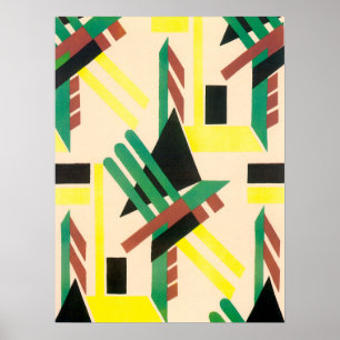 Vintage Art Deco Pochoir Jazz Geometrische Formen Poster