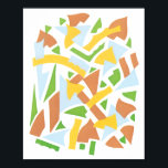 Vintage Art Deco Pochoir Jazz Geometrische Formen Poster<br><div class="desc">Vintage Illustration Art Deko Jazz pochoir Tapete Muster von Serge Gladky aus Nouvelles Compositions Decoratives, Paris, 1929. Pochoir ist eine Schablonentechnik, die in surrealistischen Malereien üblich ist. Ein elegantes und elegantes Kubismus-Design mit Rechtecken, Dreiecken, geometrischen Formen und Farben in blasser Frühlingssaison Gartenfarben in Orange, Grün, Gelb und Blau auf einem...</div>