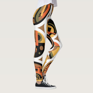 Vintage Art Deco Pochoir Jazz Geometrische Kreise Leggings