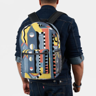 Vintage Art Deco Pochoir Jazz geometrische Muster Bedruckter Rucksack