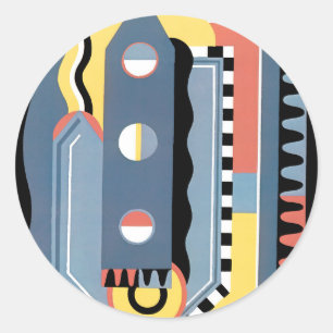 Vintage Art Deco Pochoir Jazz Geometrische Muster Runder Aufkleber