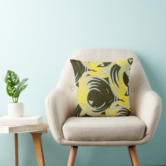 Vintage Art Deco Pochoir Jazz Geometrische Zirkel Kissen (Stuhl )