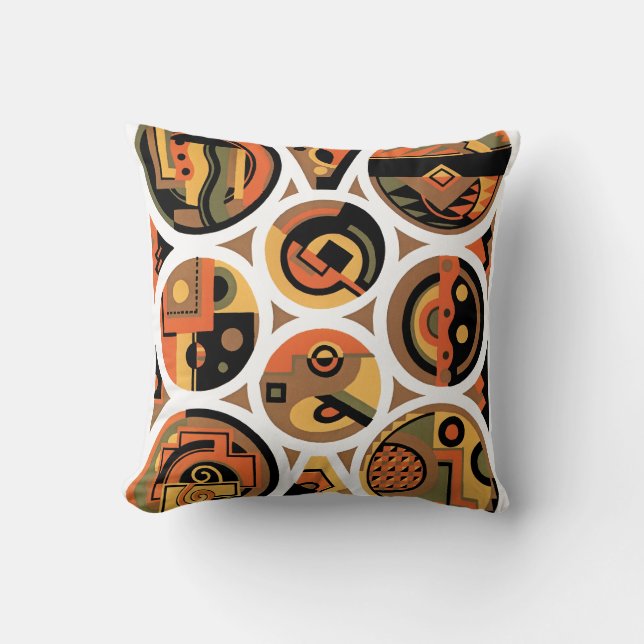 Vintage Art Deco Pochoir Jazz Geometrische Zirkel Kissen (Vorderseite)