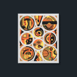 Vintage Art Deco Pochoir Jazz Geometrische Zirkel Leinwanddruck<br><div class="desc">Vintage Illustrationskunst Deko Jazz pochoir Muster von Georges Valmier aus der französischen Musterbuchreihe Collection Decors et Couleurs, 1930. Pochoir ist eine Schablonentechnik, die in surrealistischen Malereien üblich ist. Modernes Design mit runden geometrischen Formen von Kreisen, Linien und Dreiecken. Schöne, warme Herbstfarben mit orangefarbenen, braunen, goldgelben und neutralen Grautönen.</div>
