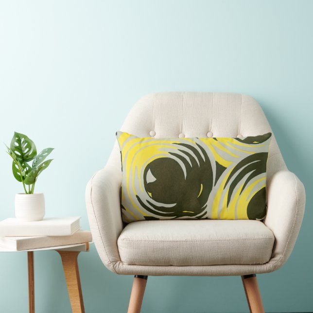 Vintage Art Deco Pochoir Jazz Geometrische Zirkel Lendenkissen (Stuhl )