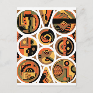 Vintage Art Deco Pochoir Jazz Geometrische Zirkel Postkarte