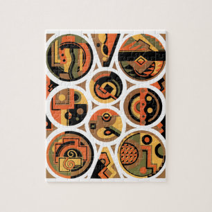 Vintage Art Deco Pochoir Jazz Geometrische Zirkel Puzzle