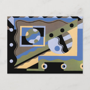Vintage Art Deco Pochoir Jazz Kubismus Muster Postkarte