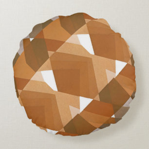 Vintage Art Deco Pochoir Jazz Tan geometrische For Rundes Kissen